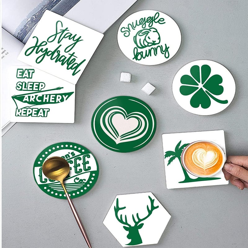 KASYU Infusible Transfer Ink Sheets Bundle for Cricut Mug Press,Infused Ink Paper for Sublimation,8Pcs 12x11.8Inch Solid Green Pre-Inked Sublimation Transfer Paper for Poly Fabric/Coaster - Image 3